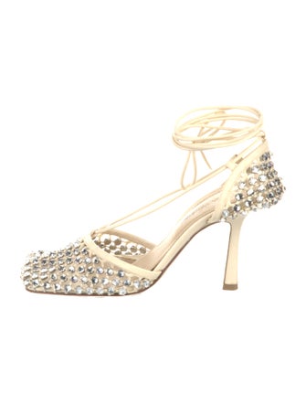 Bottega Veneta Leather Crystal Embellishments Slingback Pumps