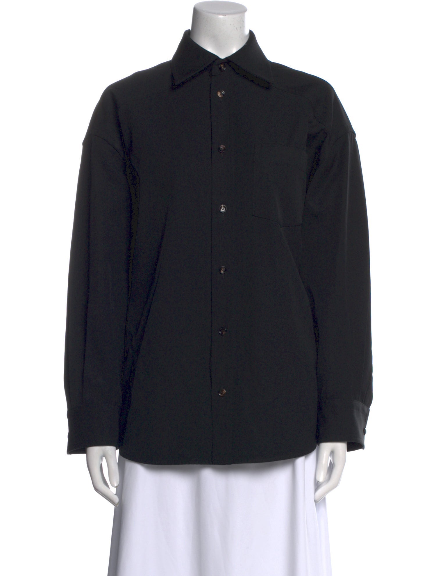 Bottega Veneta Wool Long Sleeve Button-Up Top