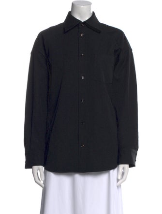 Bottega Veneta Wool Long Sleeve Button-Up Top
