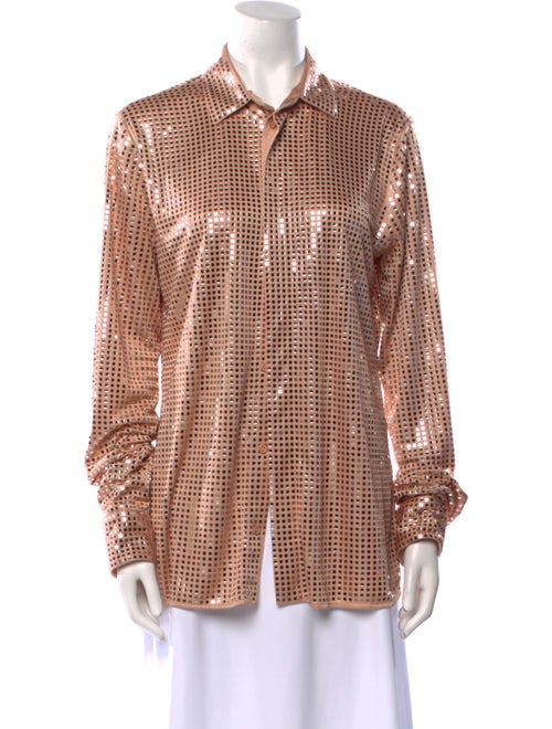 Bottega Veneta Plaid Print Long Sleeve Button-Up Top