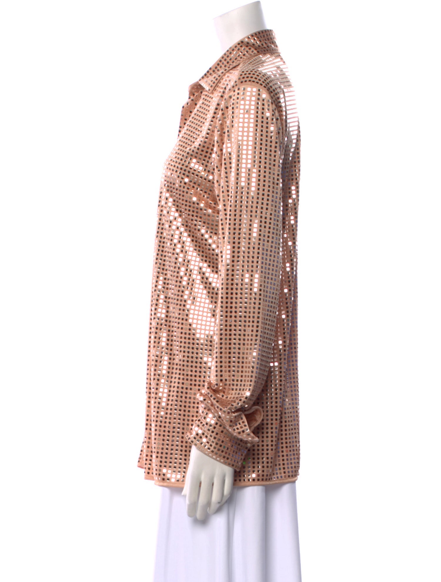 Bottega Veneta Plaid Print Long Sleeve Button-Up Top