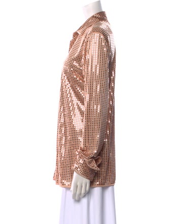 Bottega Veneta Plaid Print Long Sleeve Button-Up Top