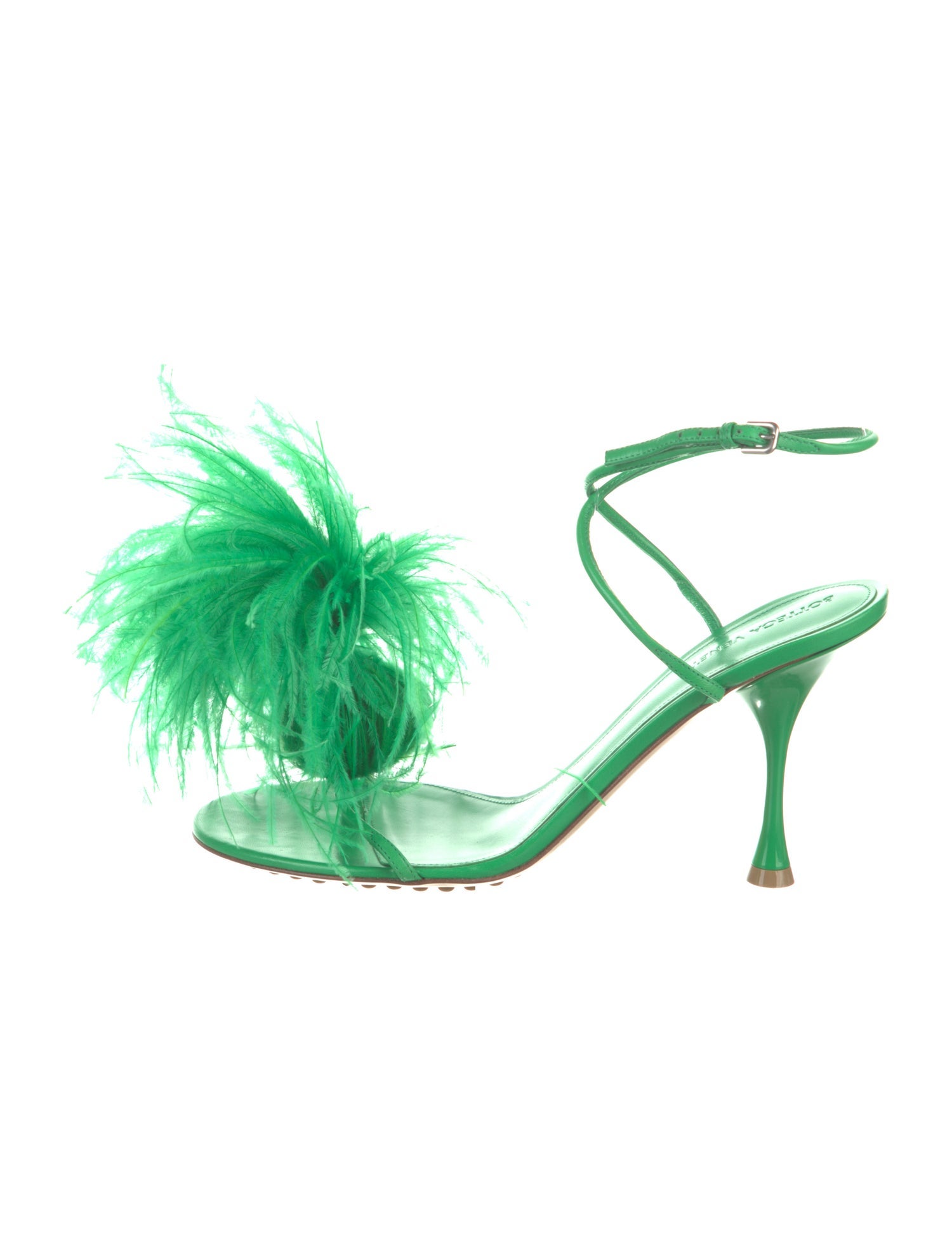 Bottega Veneta Leather Feather Trim Sandals