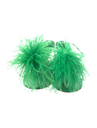 Bottega Veneta Leather Feather Trim Sandals