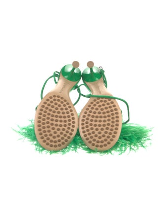 Bottega Veneta Leather Feather Trim Sandals