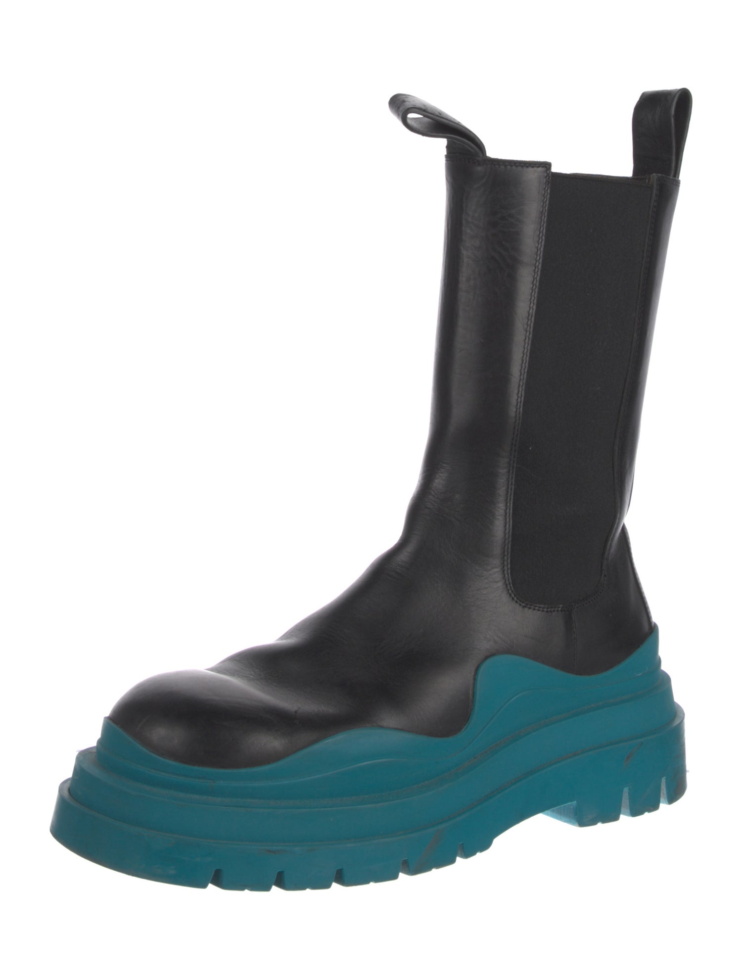 Bottega Veneta Leather Colorblock Pattern Chelsea Boots