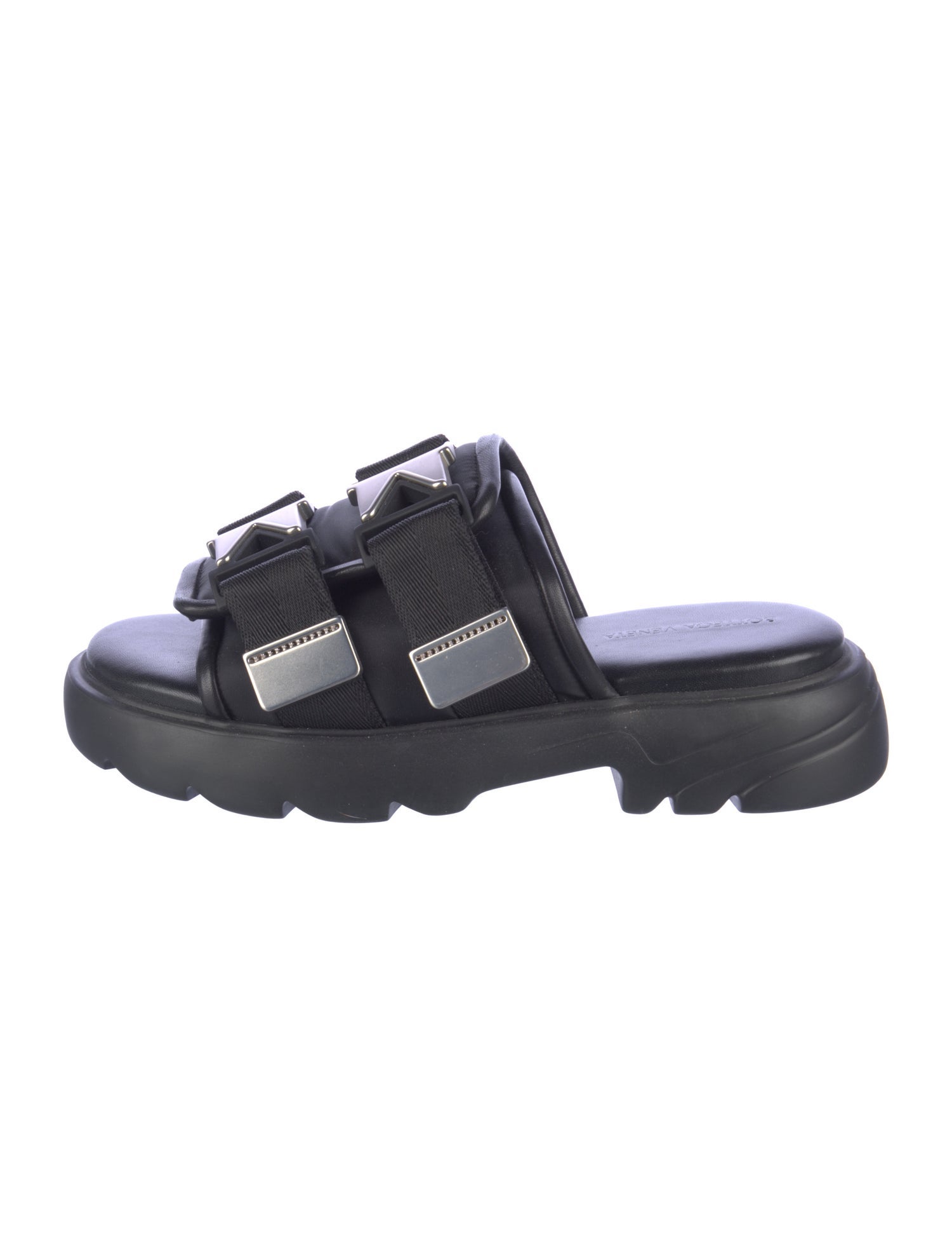 Bottega Veneta Nylon Leather Trim Embellishment Slides