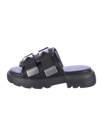 Bottega Veneta Nylon Leather Trim Embellishment Slides