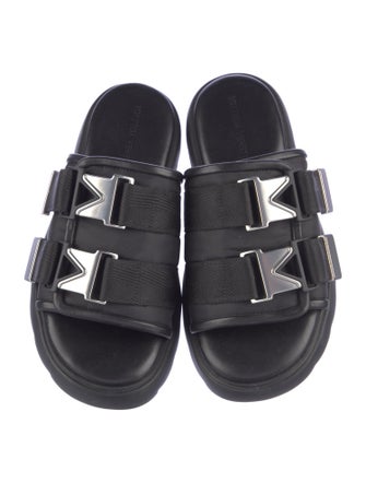 Bottega Veneta Nylon Leather Trim Embellishment Slides