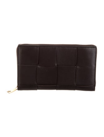 Bottega Veneta Cassette Zip Around Intrecciato Weave Wallet