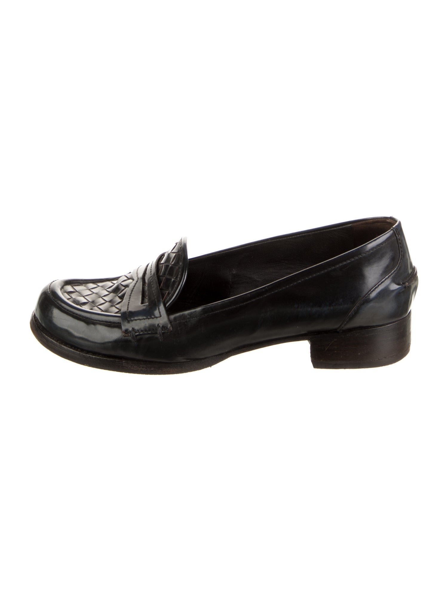 Bottega Veneta Intrecciato Weave Patent Leather Loafers