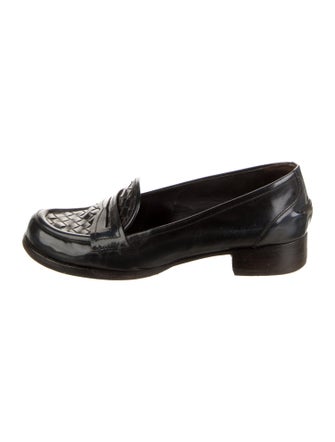 Bottega Veneta Intrecciato Weave Patent Leather Loafers
