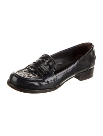 Bottega Veneta Intrecciato Weave Patent Leather Loafers