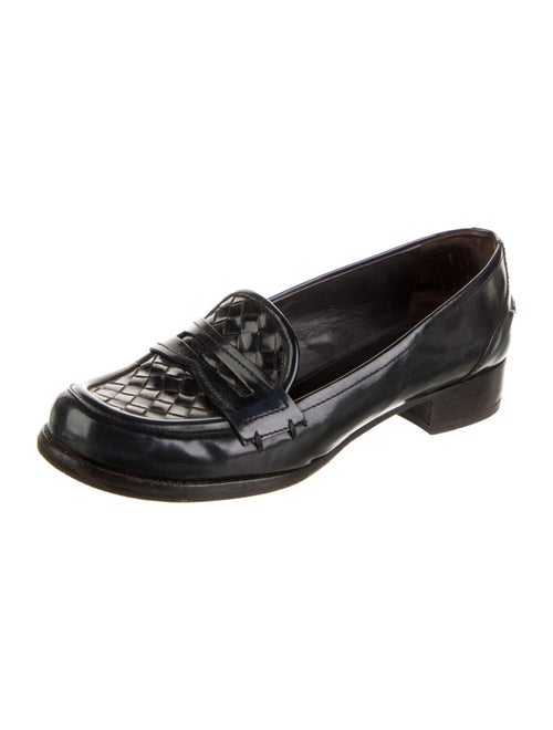 Bottega Veneta Intrecciato Weave Patent Leather Loafers