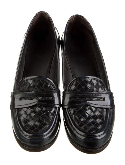 Bottega Veneta Intrecciato Weave Patent Leather Loafers
