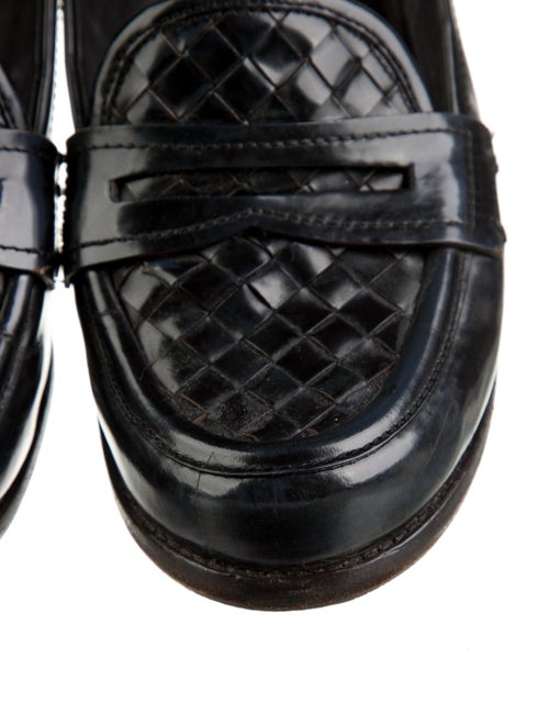 Bottega Veneta Intrecciato Weave Patent Leather Loafers