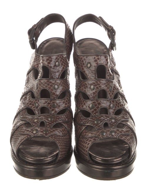 Bottega Veneta Snakeskin Printed Slingback Pumps