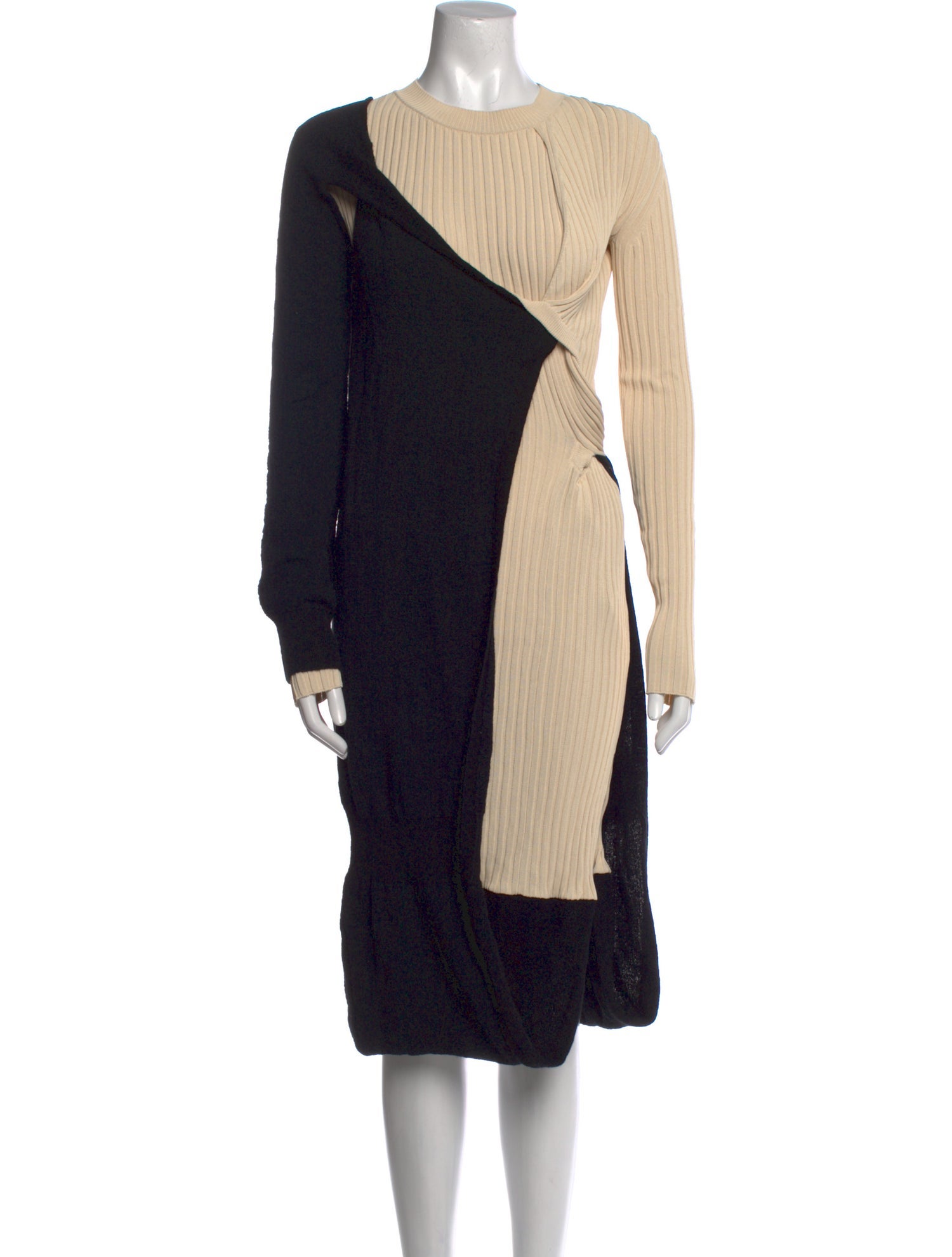 Bottega Veneta Colorblock Pattern Midi Length Dress