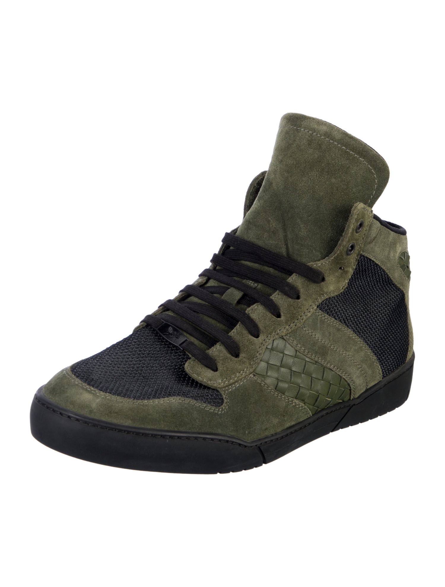 Bottega Veneta Suede Colorblock Pattern Sneakers