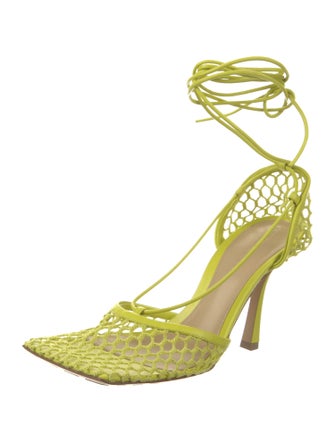 Bottega Veneta Mesh Leather Trim Embellishment Sandals