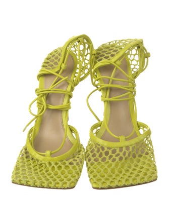 Bottega Veneta Mesh Leather Trim Embellishment Sandals