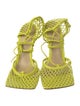Bottega Veneta Mesh Leather Trim Embellishment Sandals