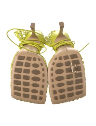 Bottega Veneta Mesh Leather Trim Embellishment Sandals