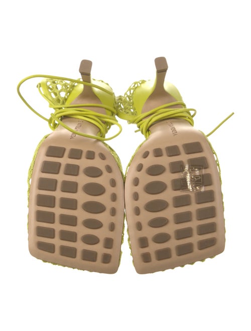 Bottega Veneta Mesh Leather Trim Embellishment Sandals