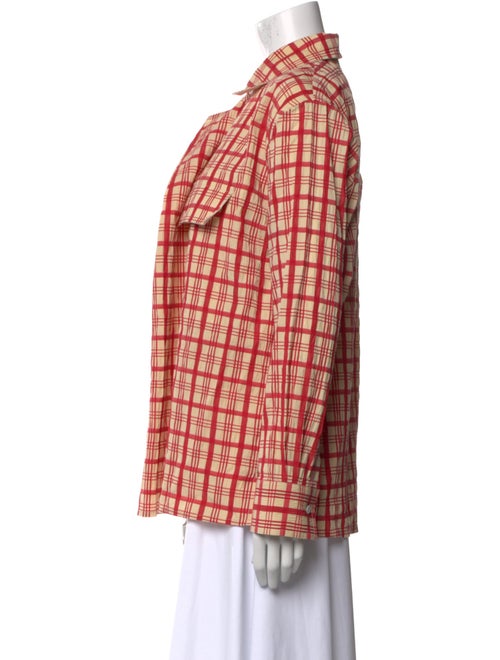 Bottega Veneta Plaid Print Long Sleeve Button-Up Top
