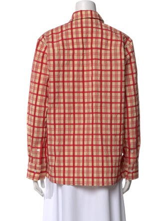 Bottega Veneta Plaid Print Long Sleeve Button-Up Top