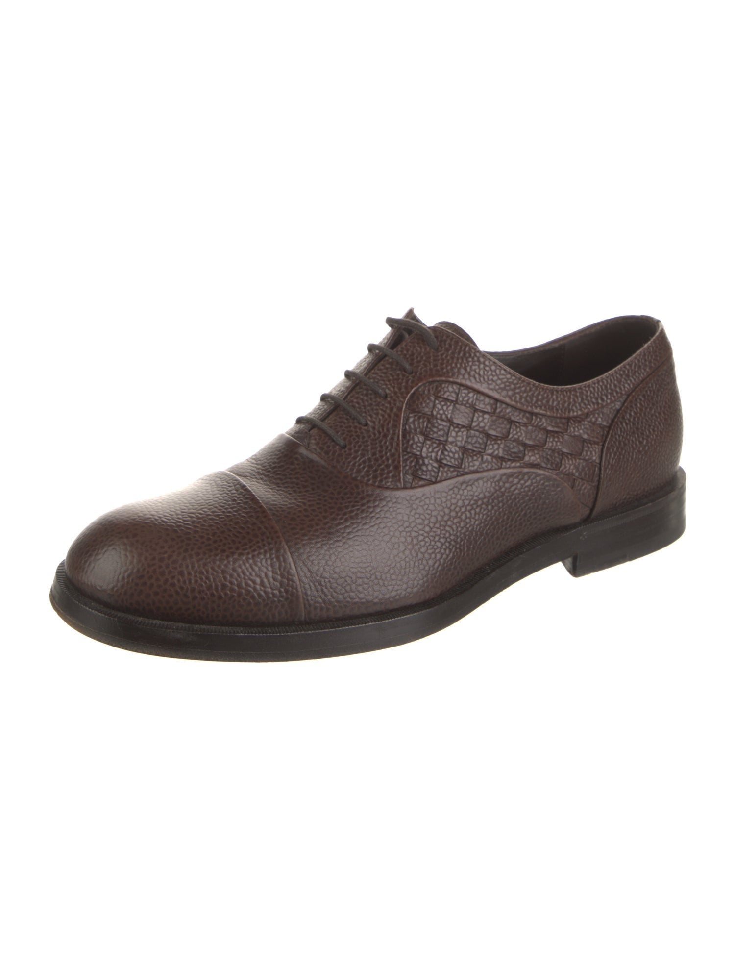 Bottega Veneta Intrecciato Weave Leather Oxfords