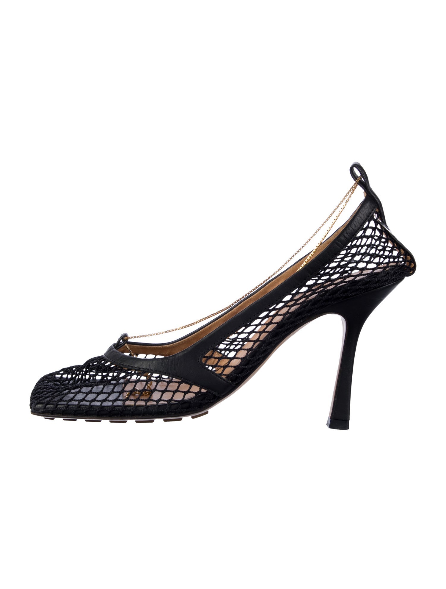Bottega Veneta Mesh Chain-Link Accents Slingback Pumps