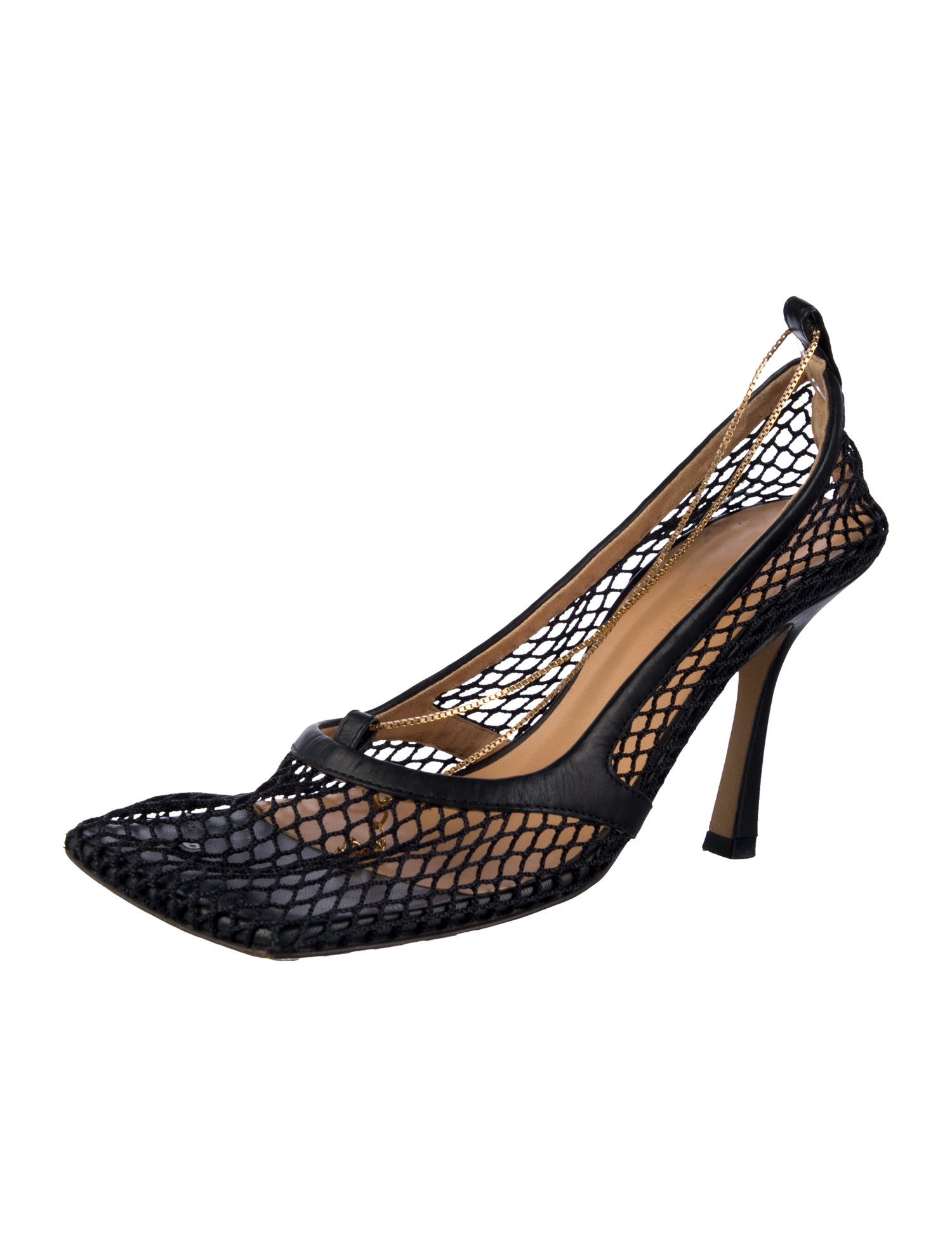 Bottega Veneta Mesh Chain-Link Accents Slingback Pumps