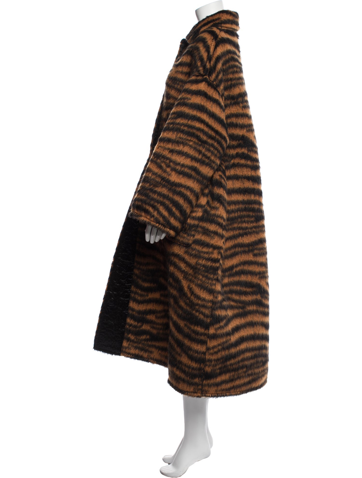 Bottega Veneta Wool Animal Print Faux Fur Coat