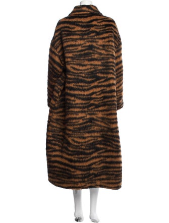 Bottega Veneta Wool Animal Print Faux Fur Coat