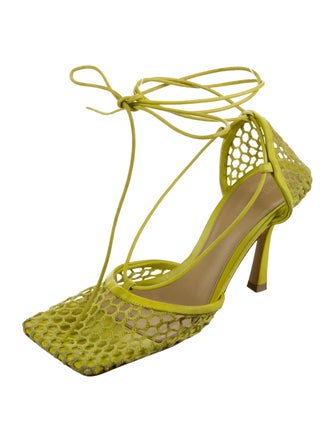 Bottega Veneta Mesh Leather Trim Embellishment Sandals