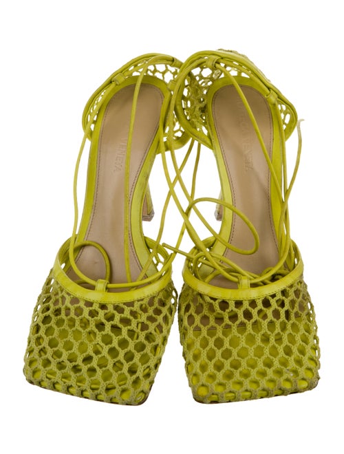 Bottega Veneta Mesh Leather Trim Embellishment Sandals