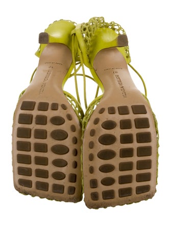 Bottega Veneta Mesh Leather Trim Embellishment Sandals