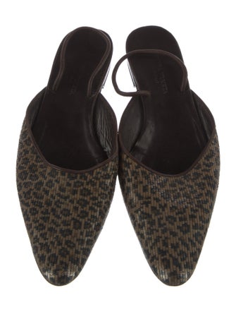 Bottega Veneta Sequins Animal Print Slingback Flats