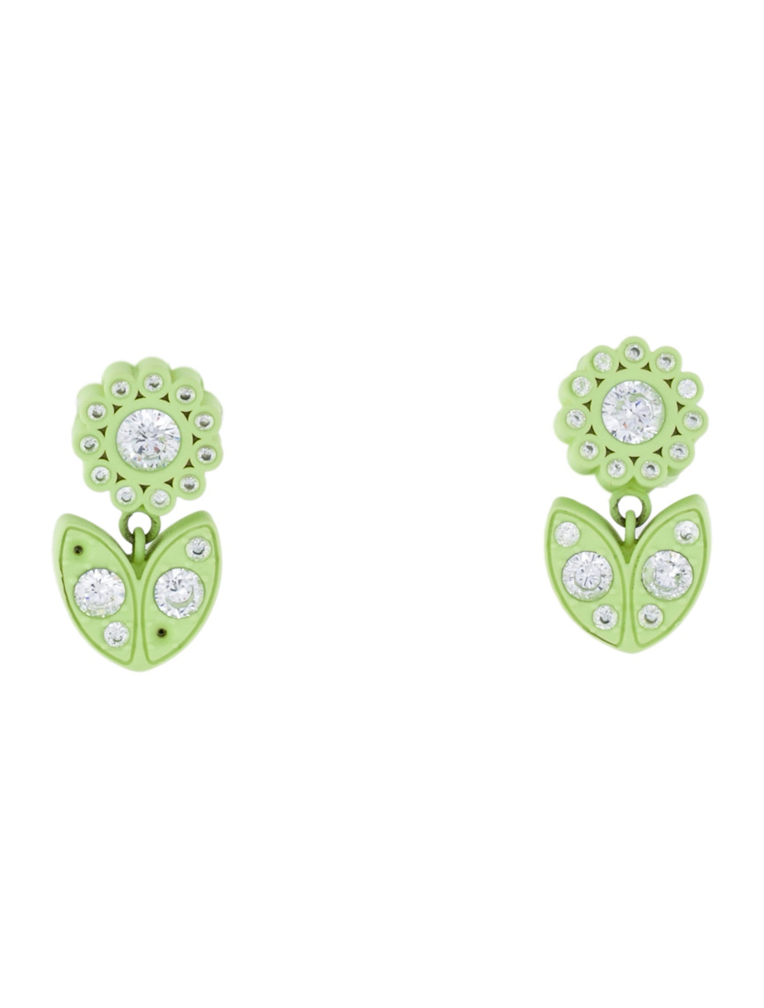 Bottega Veneta Cubic Zirconia & Enamel Floral Drop Earrings