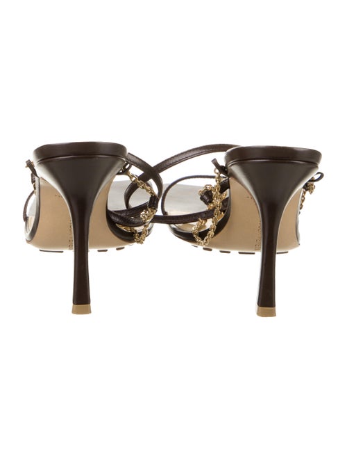 Bottega Veneta Leather Chain-Link Accents T-Strap Sandals