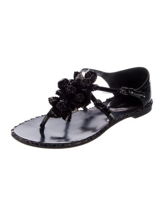 Bottega Veneta Patent Leather T-Strap Sandals