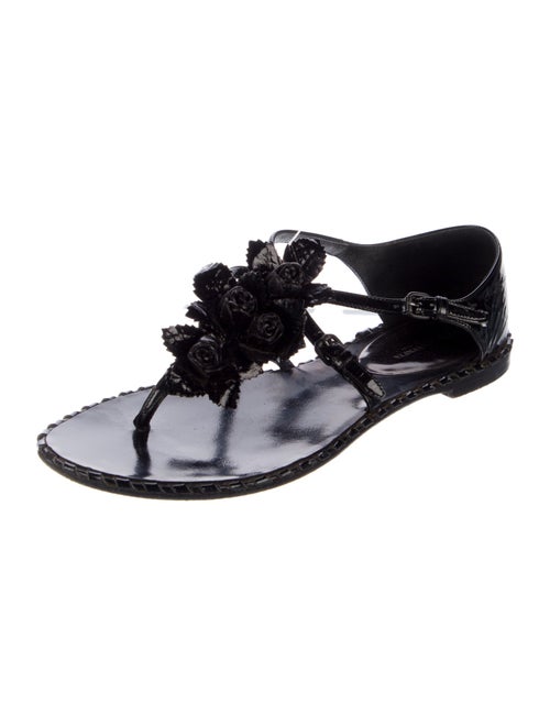 Bottega Veneta Patent Leather T-Strap Sandals