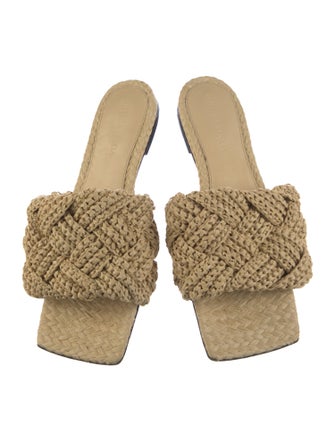 Bottega Veneta Intrecciato Weave Raffia Slides