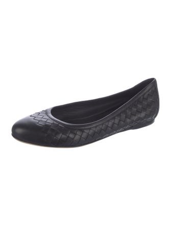 Bottega Veneta Intrecciato Weave Leather Ballet Flats