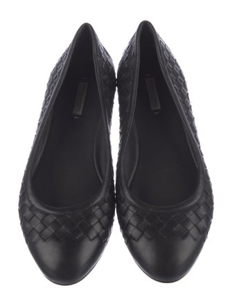 Bottega Veneta Intrecciato Weave Leather Ballet Flats