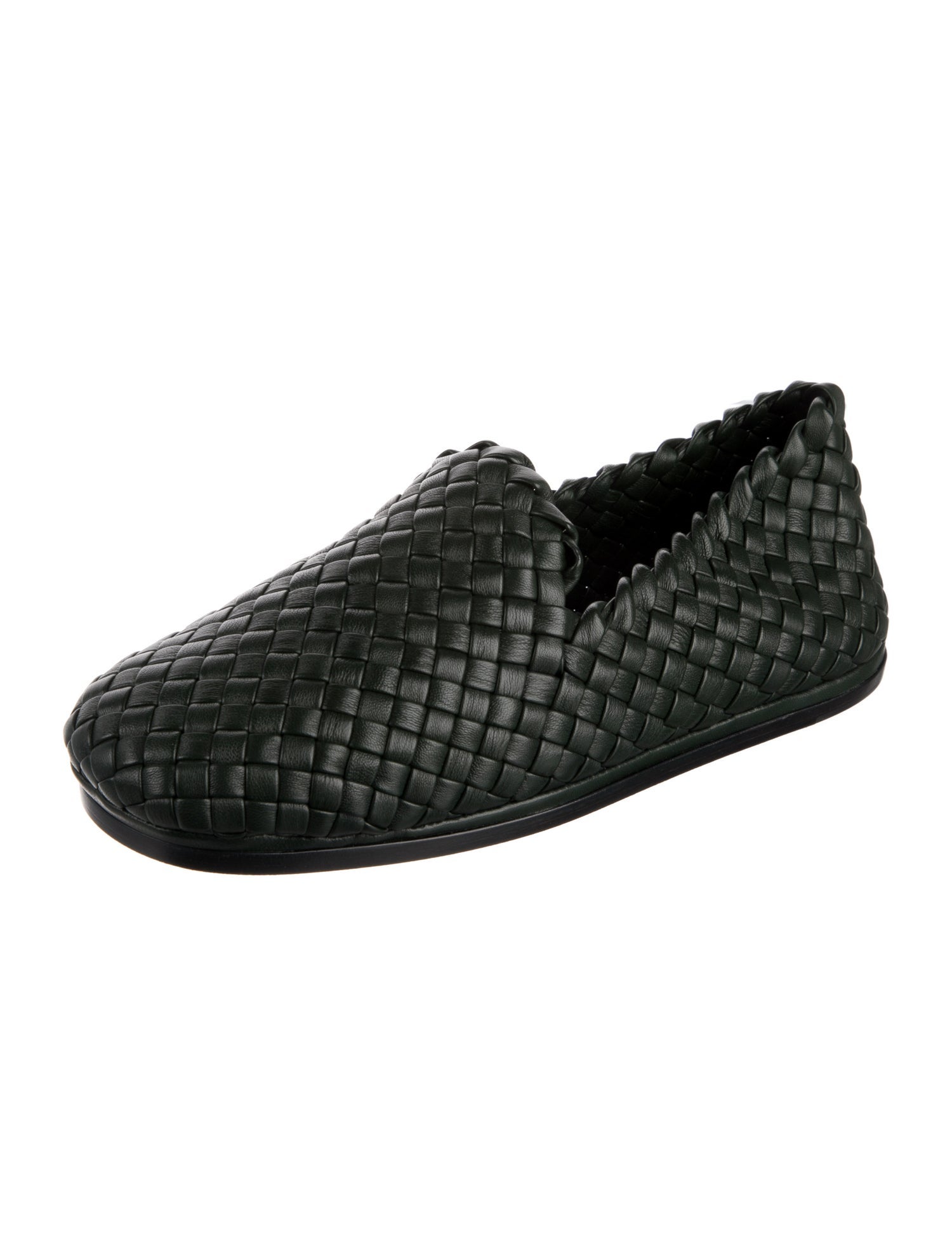 Bottega Veneta Intrecciato Weave Leather Loafers