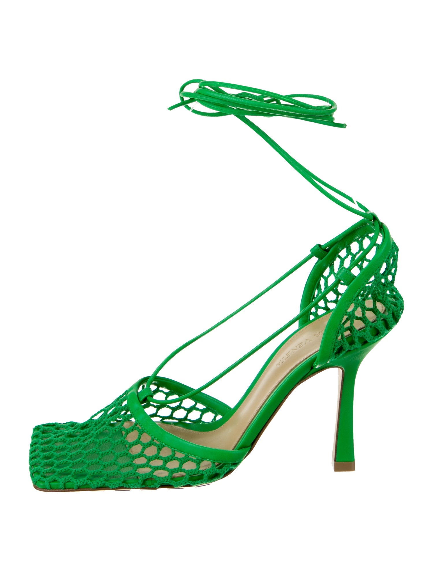 Bottega Veneta Mesh Leather Trim Embellishment Sandals w/ Tags