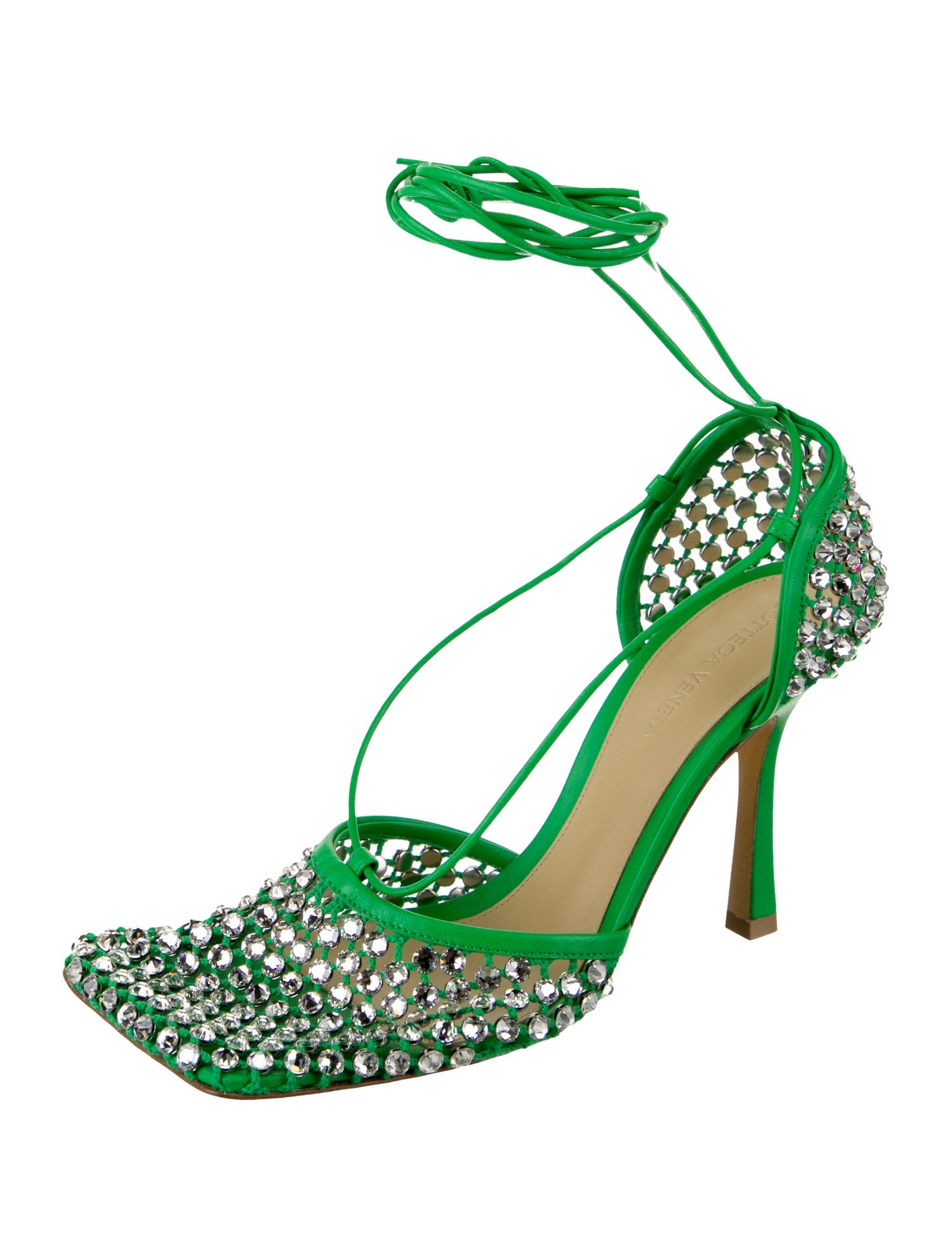 Bottega Veneta Mesh Crystal Embellishments Sandals w/ Tags