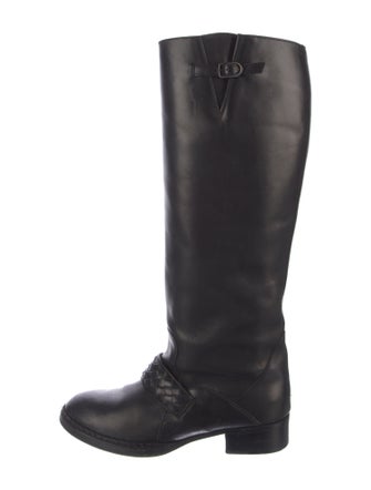Bottega Veneta Intrecciato Weave Leather Riding Boots
